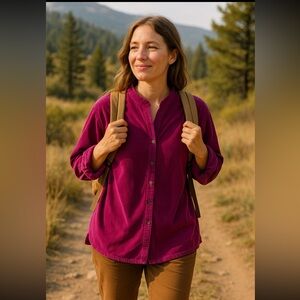 Chadwicks Corduroy Women's Size XL Purple Peter Pan Tunic Collar Outdoor‎ Fall